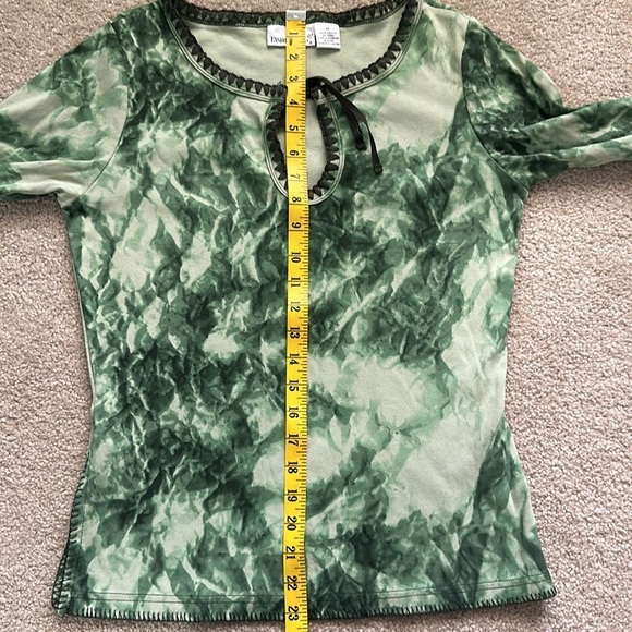 Fashion Bug Y2K Green Tie Dyed Long Sleeve Blouse Women’s Medium Boho Retro - Picture 6 of 7
